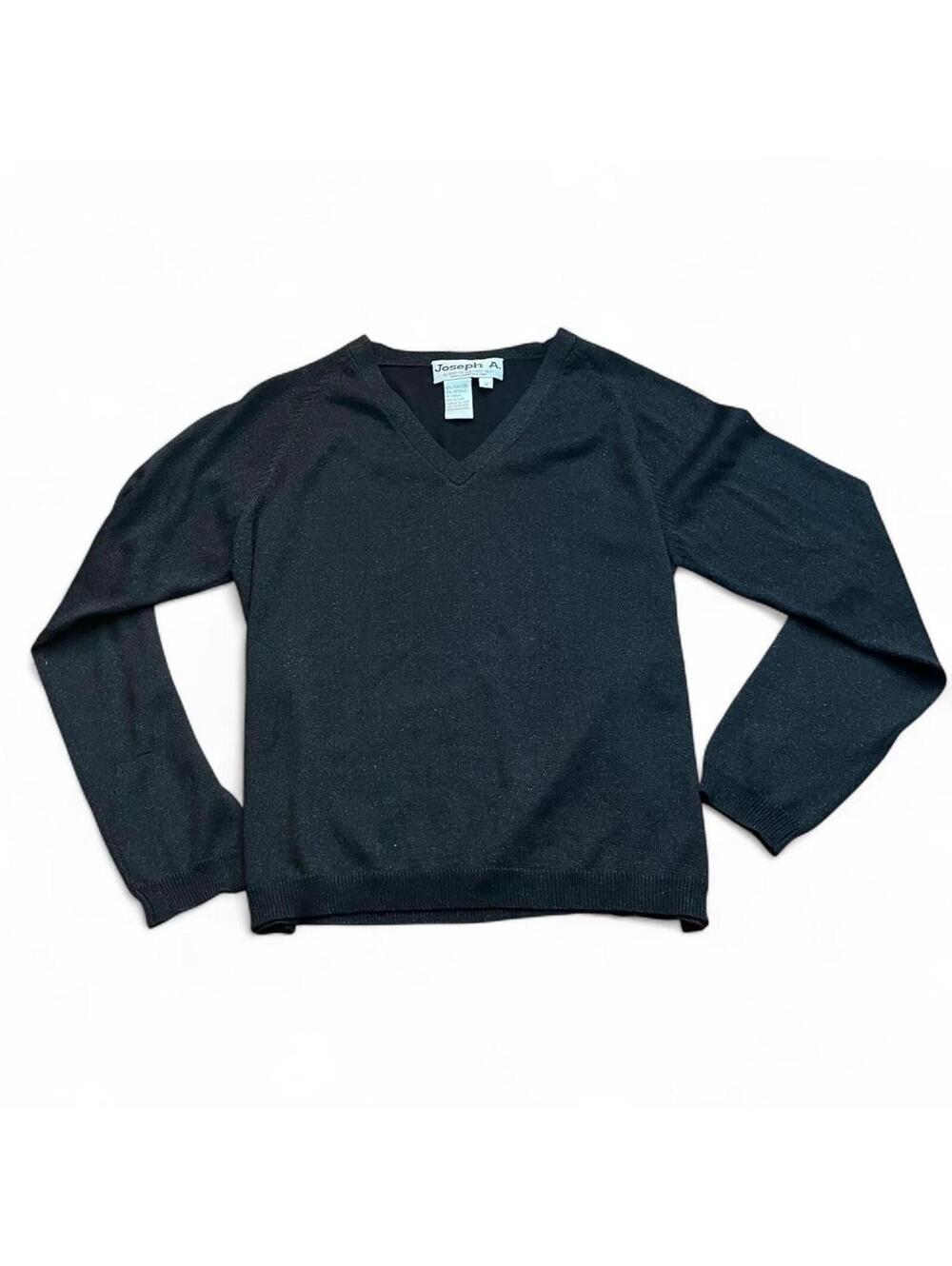 Vintage Silk Joseph A. V-Neck Womens Black Glitter Knit Sweater